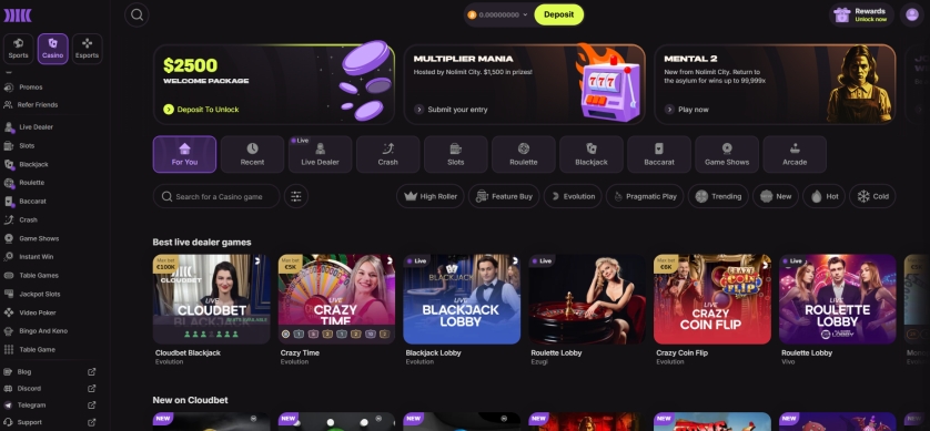 Cloudbet screenshot Cloudbet screenshot